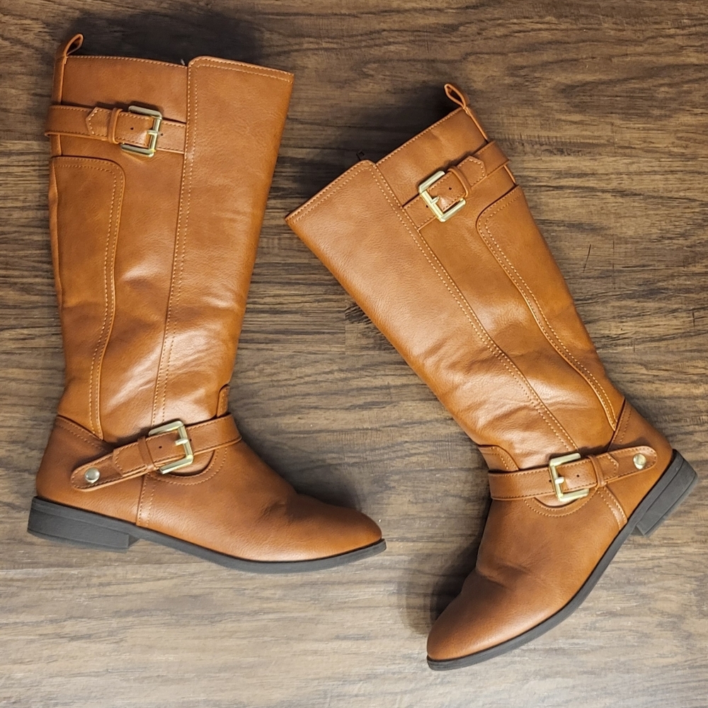 Kohls Camila Cognac Brown Girls Winter Knee Boots Size 4